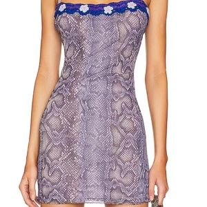 Danielle Guizio Mesh Mini Dress Size M Snakeskin